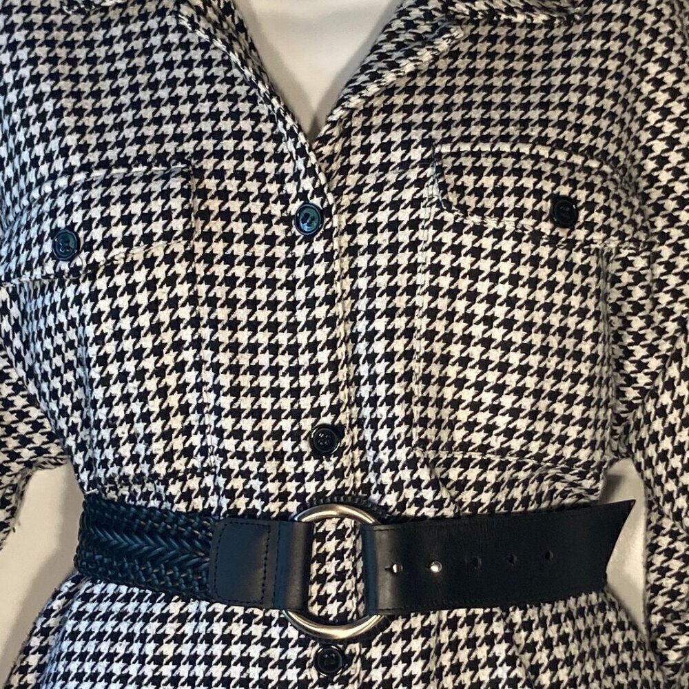 Coldwater Creek SZ S Black braided leather statement belt wear Hip or waist